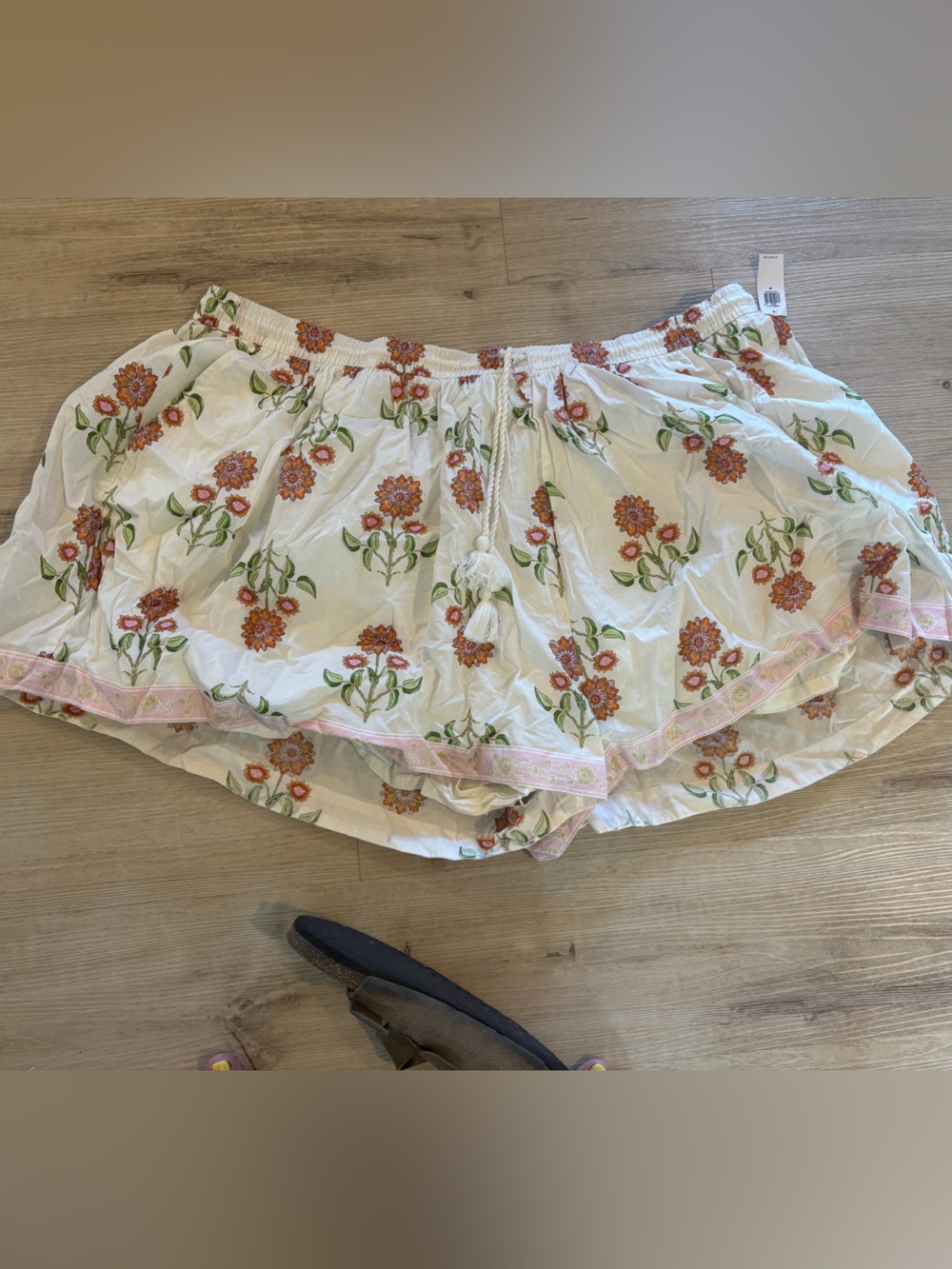 Old Navy Cream Shorts with Orange and Green Floral Print